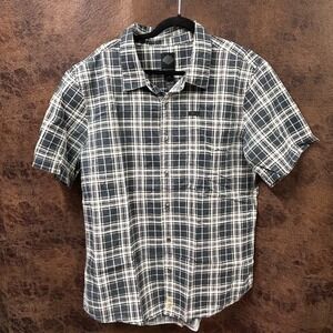 Harley-Davidson Plaid Mens XL Short Sleeve Cotton Button Down Shirt Grey Brown